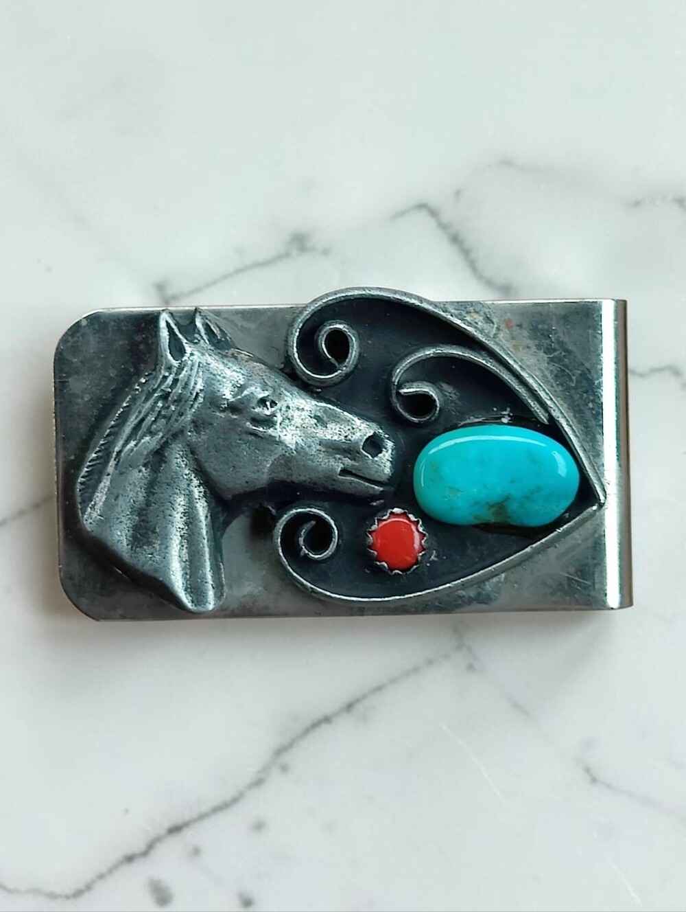 Vintage Sterling Silver Navajo Horse head Money Clip